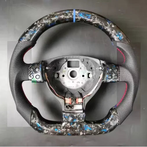 100% Real Carbon Fiber Steering Wheel With Leather For VW Volkswagen Golf 5 Mk5 GTI TSI Passat Maiteng Touran(No Paddles)