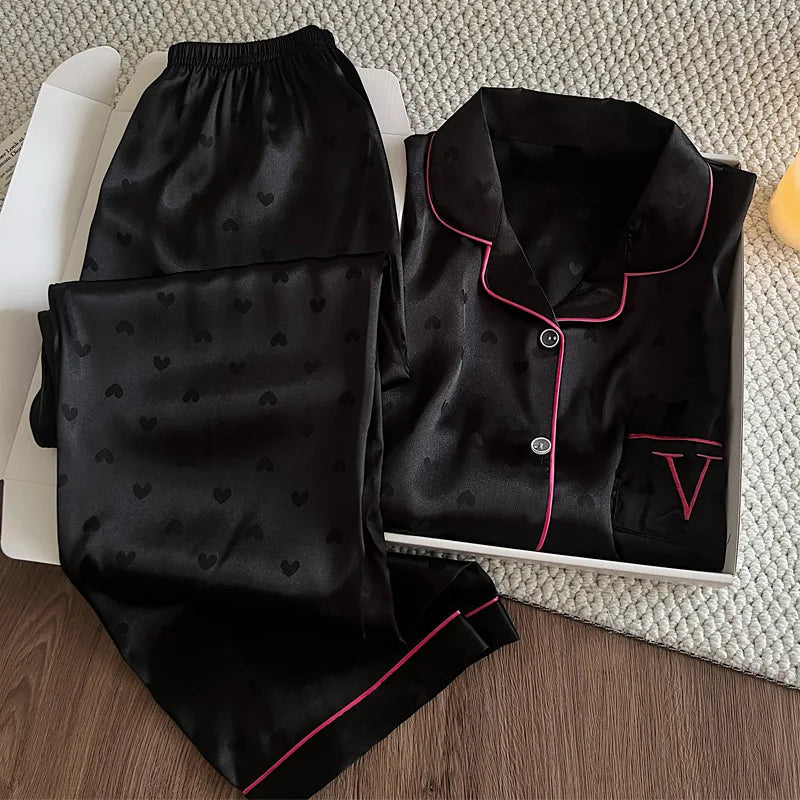 Nouveau pyjama d'été fleuri pour femme, ensemble de pyjama d'été frais à manches courtes et pantalon en soie glacée pour fille, photos réelles