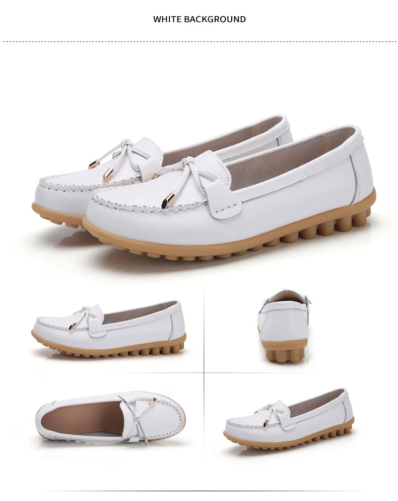 2025 New Woman Flats Shoes Ballet Flat Sneakers Genuine Leather Spring Soft Moccasins Ladies Boat Ballerina Espadrilles Creepers