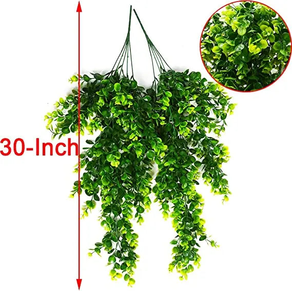 Fake Plants Artificial Hanging Plants Fake Potted Greenery Faux Eucalyptus Boston Fern String for Farmhouse Indoor Outdoor Decor