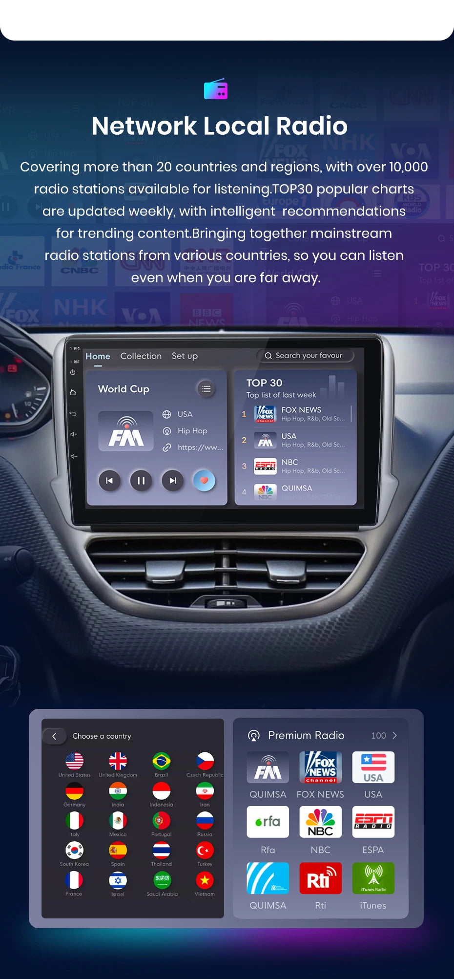 Junsun Wireless CarPlay Android Auto Car Radio For Peugeot 2008 208 2012 - 2018 GPS Multimedia 2 din