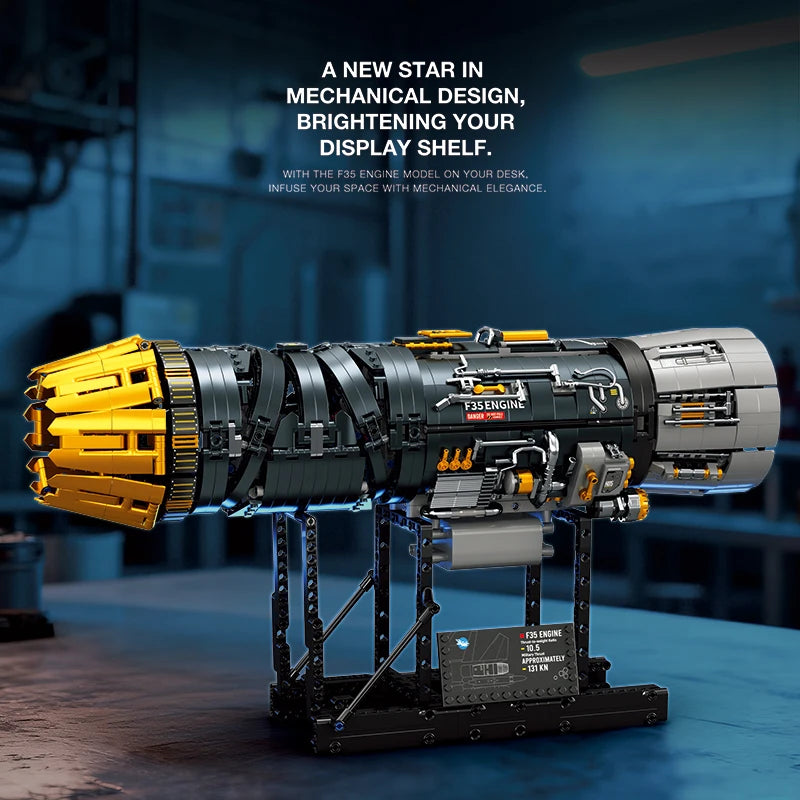 1812PCS Turbofan Engine Building Blocks Vertical Takeoff Landing Fighter Engine Model Desktop Ornament Kids Toys Holiday Gifts