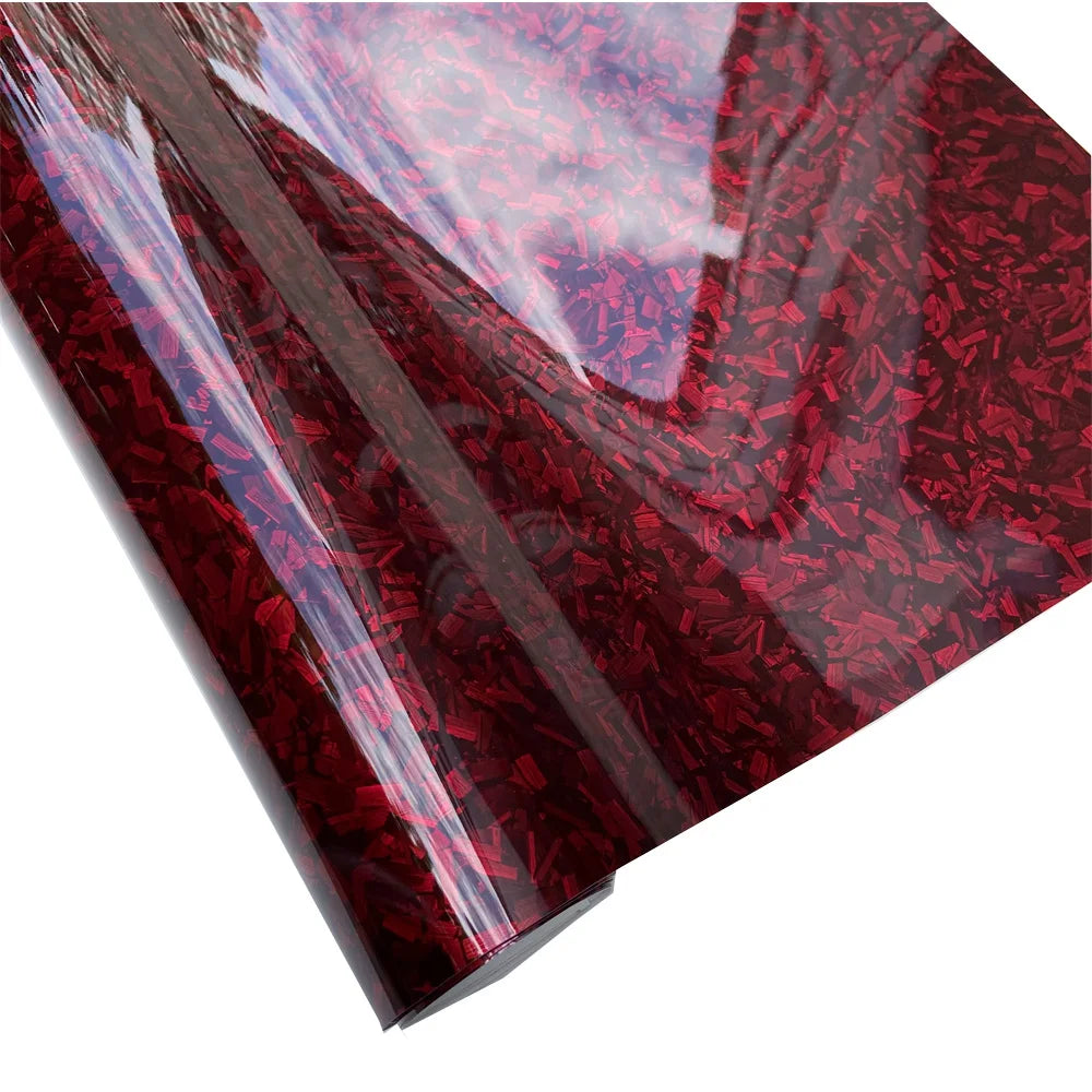 Glossy Forged Carbon Fiber Vinyl Wrap Air Bubble Free Car Sticker Waterproof For Auto Motor Car Decal Laser Forged Carbon Film