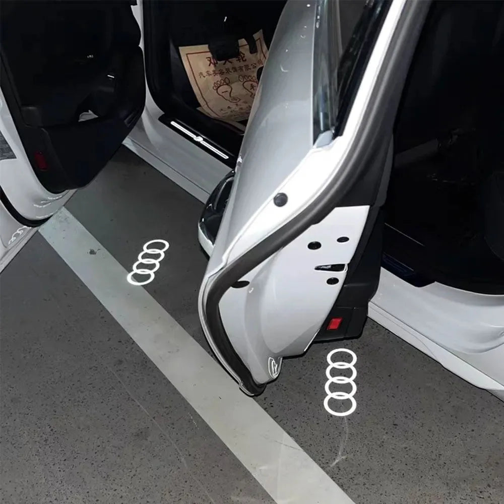 2pcs For Audi Car Door Welcome Light Car Logo Projector Lights Auto Accessories A3 A4 A5 A6 A7 Q2 Q3 Q5 Q8 TT Sline Quattro