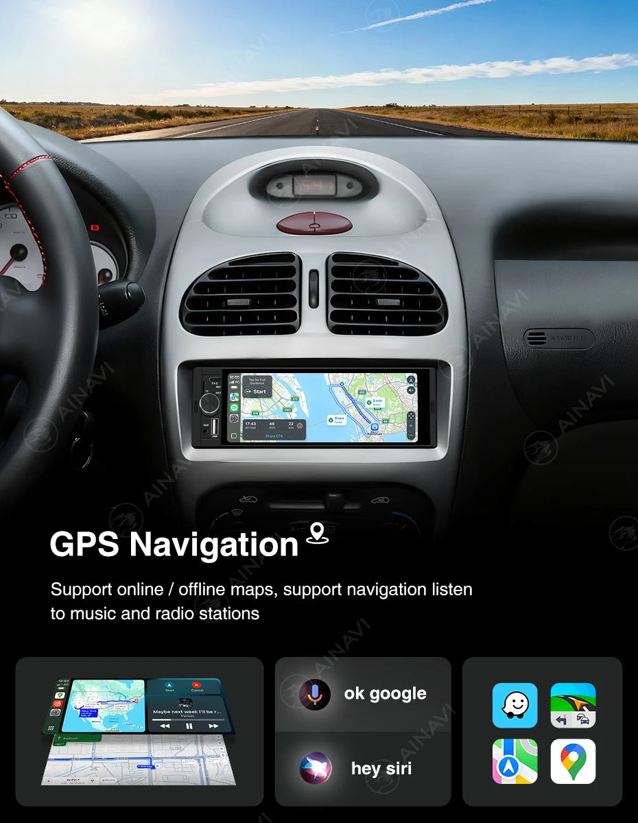 AINAVI K40 K50 Universal Car Radio 1 Din Carplay Wireless Android Auto Car Multimedia MP5 HD IPS Touch Screen USB TYPE-C BT 5.0
