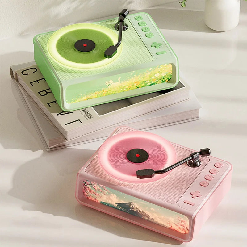 Enceinte Bluetooth d'aromathérapie style rétro, Veilleuse de chambre à coucher, Décoration d'intérieur, Platine vinyle musicale, Veilleuse audio