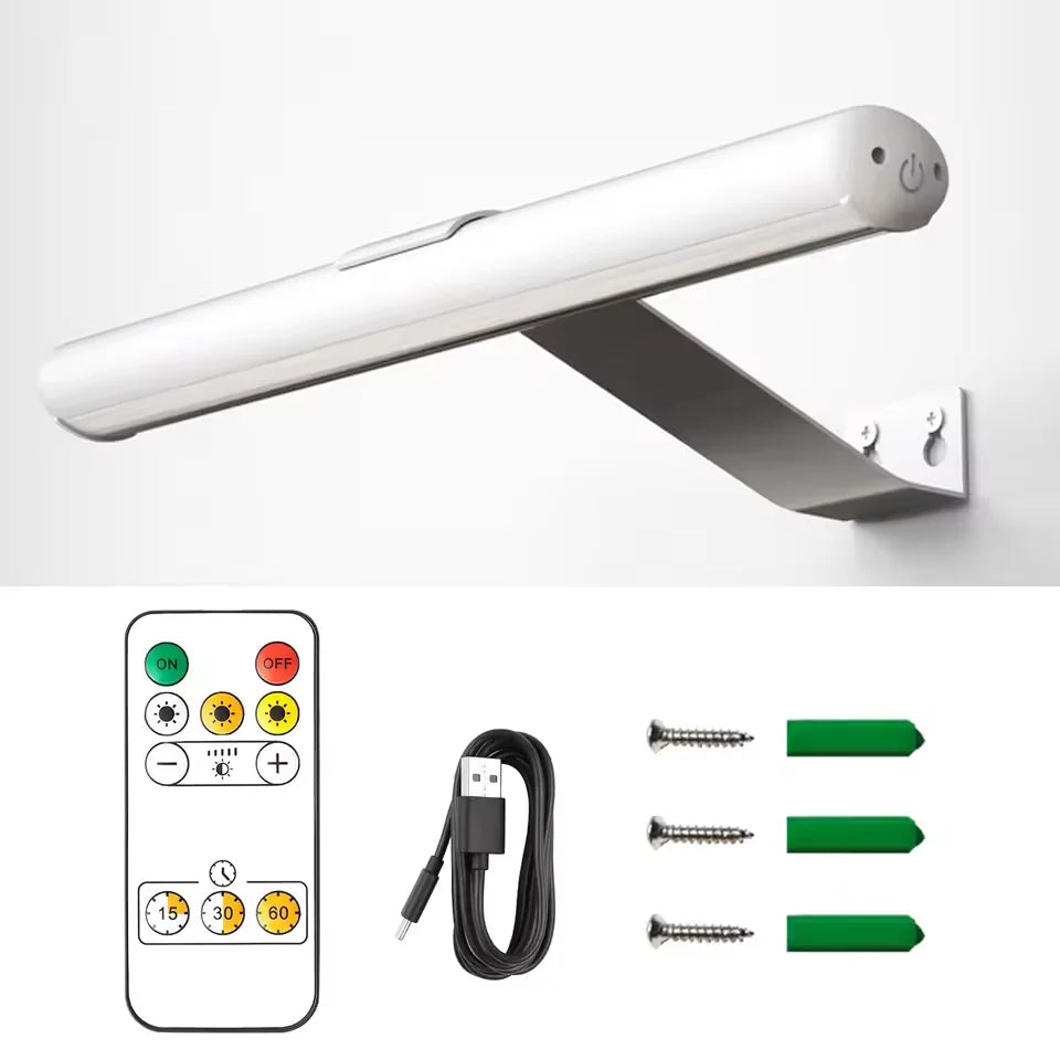 Lampe murale rechargeable à LED 4000mAh, télécommande moderne, 3 couleurs, intensité réglable, dorée, pour miroir de salle de bain, en aluminium, pour éclairer des tableaux