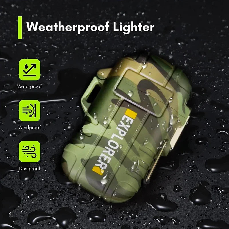New Windproof Dual Arc Plasma Lighter Waterproof USB Rechargeable Lighter Suitable for Outdoor BBQ Candle Smoking Accessories