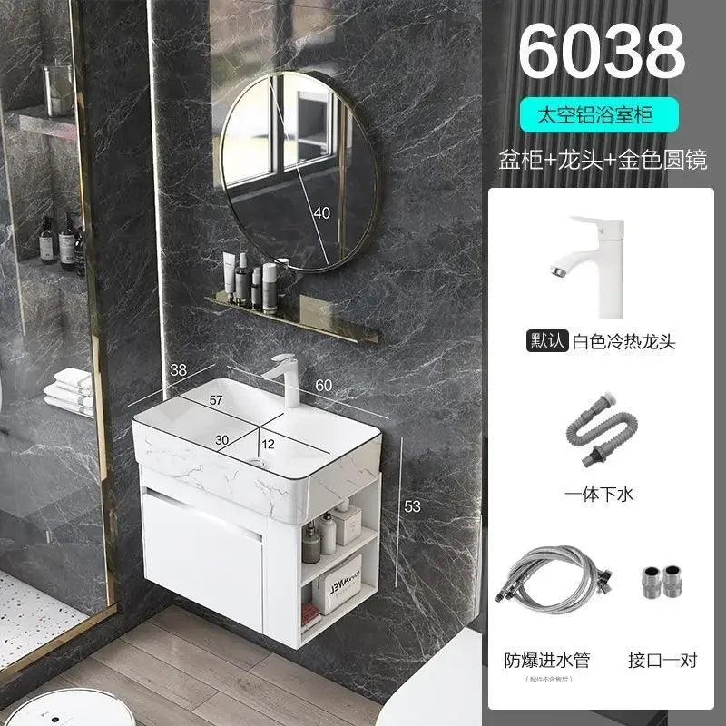 Compact Mini Bathroom Cabinet Minimalist Storage Ceramic Integrated Bathroom Vanity Cabinet Modern Archivadores Trendy Furniture
