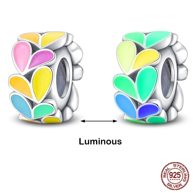 Hot Sale 925 Silver Glow in the dark Firefly Honeybee Star Charms Beads Fit Qikaola 925 Original Bracelets Fine DIY Jewelry Gift