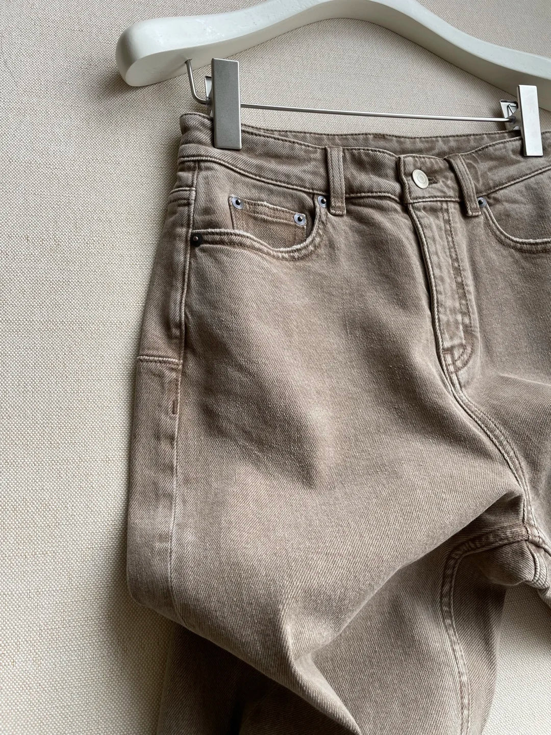 Nouveau jean marron clair style rétro, pantalon classique taille haute coupe large, pantalon long style urbain, vêtement féminin à la mode