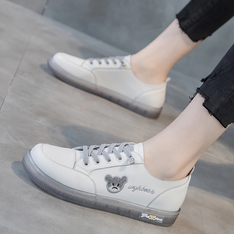 GKTINOO Women Sneakers Big Size 2026 Spring New Genuine Leather Loafers Women Casual Lace-up Women's Nurse Shoes