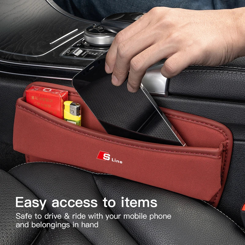 Car Seat Gap Filler Pockets Multifuntion Storage Organizer For Audi Sline A3 A4 A5 A6 A7 A1 A2 A8 Q1 Q2 Q3 Q4 Q5 Q6 Q7 Q8 TT RS3