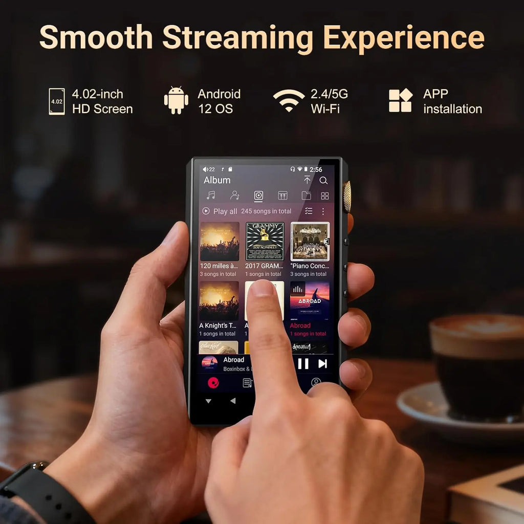 32G/160GB HiFi Hi-Res Audio Player，Bluetooth and WiFi, 4.4mm Balanced, Dual ESS DAC, 4.02" Digital DSD512 Lossless Spotify