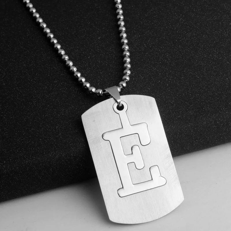 HNSP 316L Stainless Steel Initials Pendant Chain Necklace For Men 26 Letter Name Jewelry Accessories