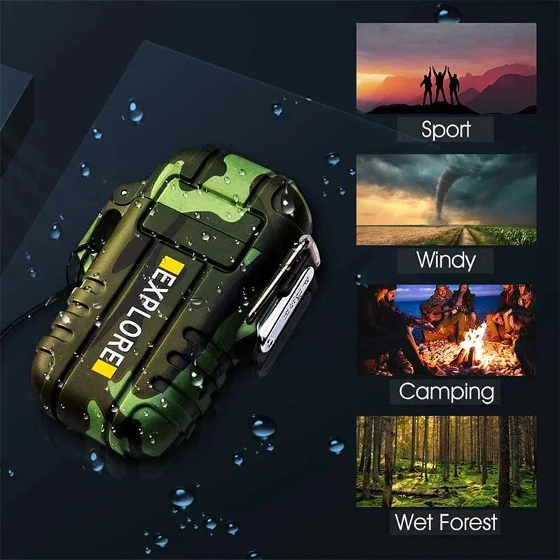 New Windproof Dual Arc Plasma Lighter Waterproof USB Rechargeable Lighter Suitable for Outdoor BBQ Candle Smoking Accessories