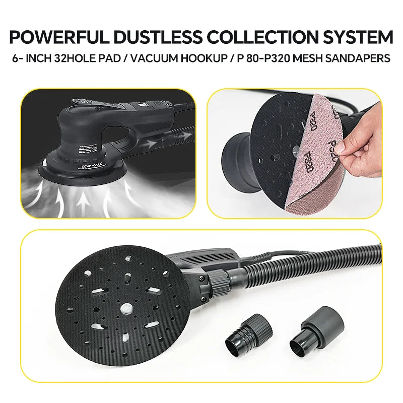 2025 360W 6 Inch 150mm Brushless Orbital Sander Electric Sanding Sander Machine 5mm Random Orbital Sander for Car Wood Wall