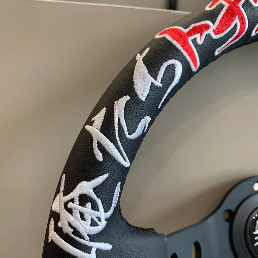 JDM 326 Racing Steering Wheel Leather Embroidery Aluminum Alloy Car modified Universal Steering Wheel with 6 Hole
