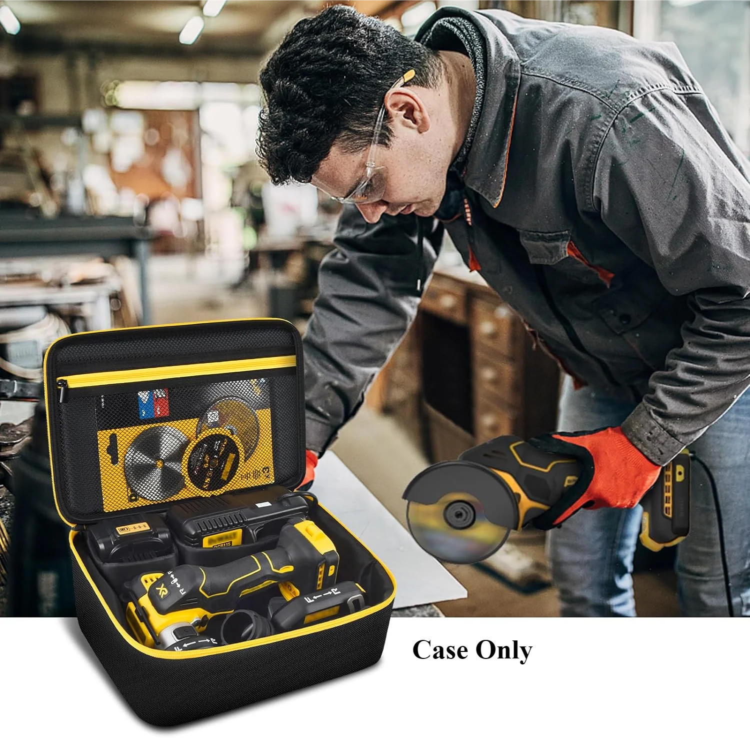 Bag Compatible with DEWALT 20V MAX Cut Off Tool 3 in 1 Brushless (DCS438B), Storage Case Carrying Holder Organizer for Charger,