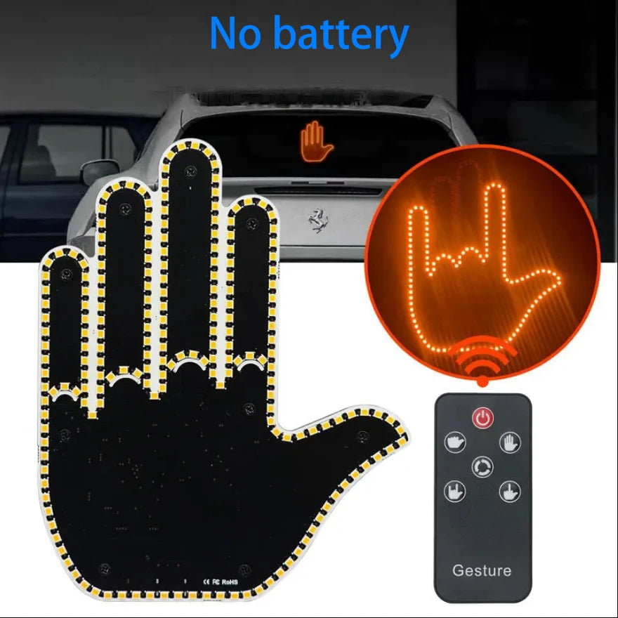 Car Finger Light With Remote Control Cool Funny Remote Control Led Lighting Road Rage Middle Finger Gesture Palm Light Accessory