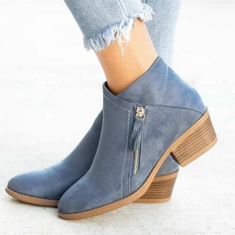 Women Booties 2025 Autumn Suede chelsea Boots Women Fashion Size 43 Platform Boots Side Zipper Heeled Ankle Boots Botas De Mujer