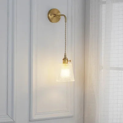 Nordic Japanese Brass Wall Lamp Bedroom Bedside Lamp Bathroom Cloakroom Background Wall Mirror Front Creative Glass Wall Lamp