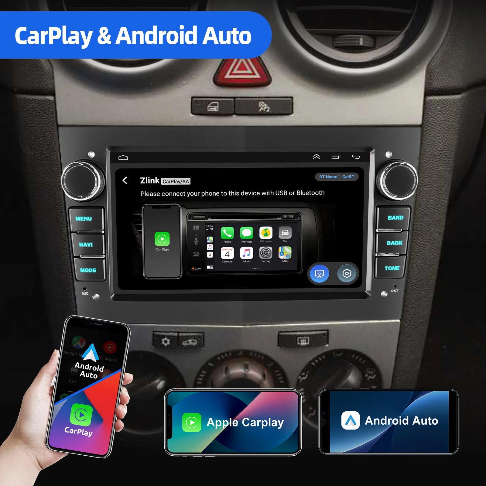 ESSGOO Car Radio CarPlay Android 15 For Opel Astra Vectra Vauxhall Antara Zafira Corsa C D Vivaro Meriva Auto ﻿