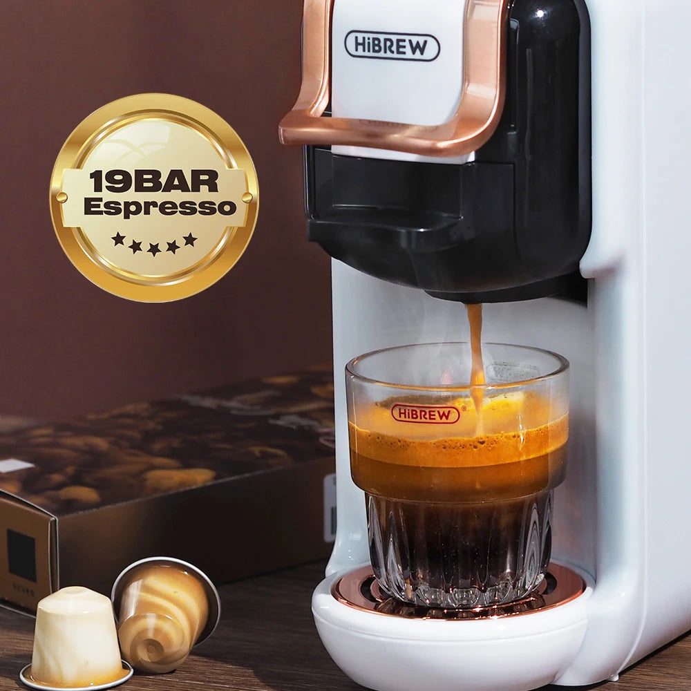 HiBREW Multiple Capsule Coffee Machine, Hot/Cold Dolce Gusto Milk Nespresso Capsule ESE Pod Ground Coffee Cafeteria 20Bar 5 in 1