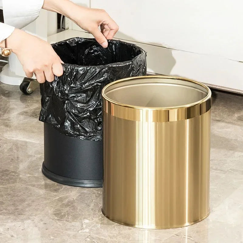 Poubelle de luxe dorée, poubelle moderne anti-odeur, outils de nettoyage d'hôtel pour la maison, la cuisine, la salle de bain, le salon