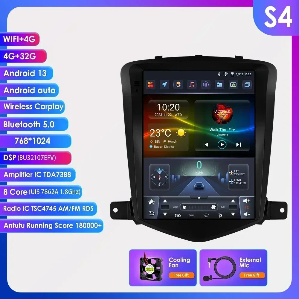 Autoradio multimédia pour voiture Hizpo 8 cœurs DSP pour Chevrolet Cruze J300 2008-2012 GPS Systèmes intelligents Carplay 4G RDS IA