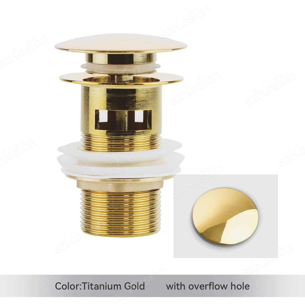 Bathroom Basin Sink Brass Pop Up Drain Waste Stoppers With or Without Overflow Hole Washbasin Bathroom Faucet Accessories