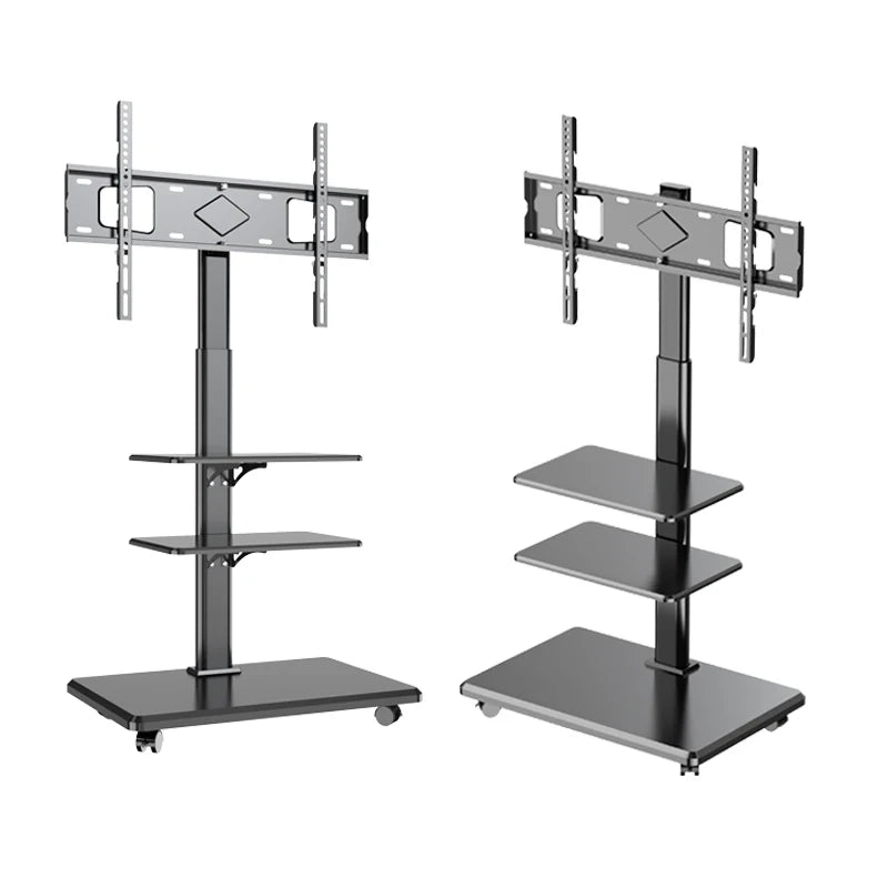 Rolling TV Stand Mobile TV Cart on Wheels for 32-65 Inch Flat Screen TVs Tall TV Floor Stand with Swivel Mount Corner TV Stands