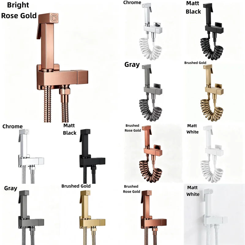 Brushed Rose Gold Brass Handheld Bidet High Voltage Spray Shower Set Toilet Special Faucet Bidet Faucet Bathroom Accessories