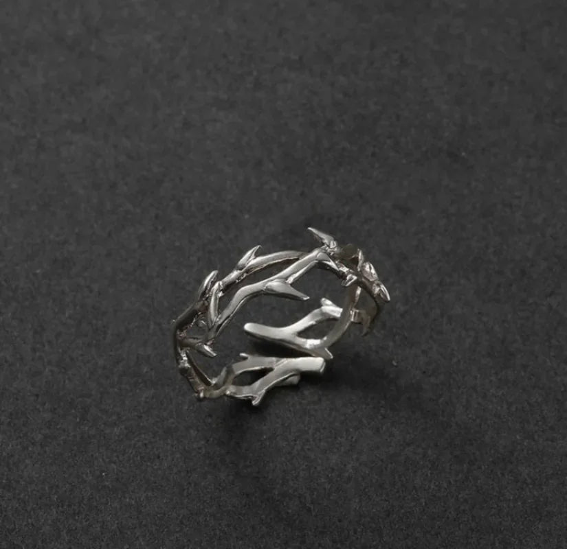 Fashion Goth Double Layer Rose Couple Rings for Men Women Retro Opening Stainless Steel Thorns Punk Finger Ring Jewelry Y2k Gift