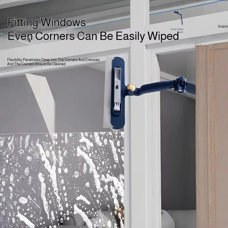 Telescopic Double-Sided Glass Cleaning Brush: Squeegee + Detail Brush 2-In-1, Wall And Floor All-Purpose Cleaning Tool