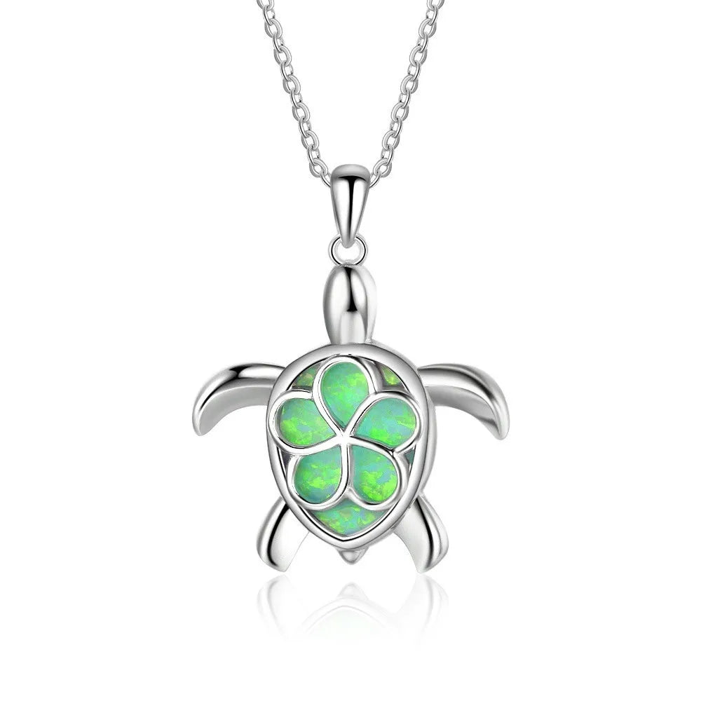 Bohemia Cute Frog Pendant Necklace For Women Inlay Blue Imitation Opal Necklace Wedding Party Jewelry Christmas Gifts for Her