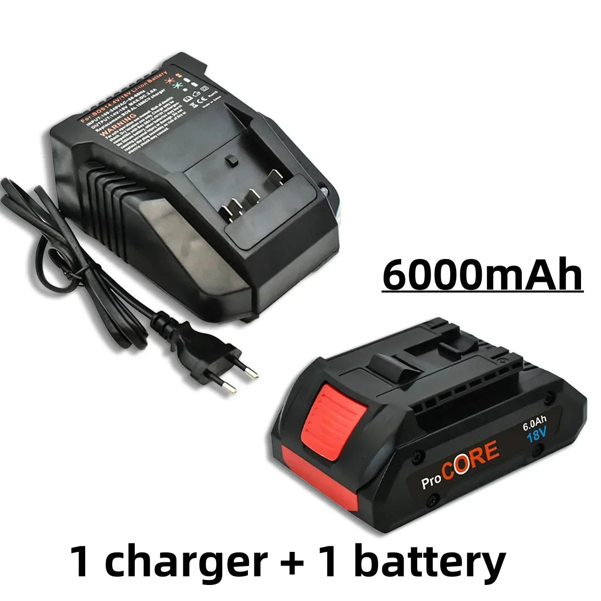Batterie Li-ion ProCORE 18V 6.0Ah Cellules 21700 Batterie de remplacement compatible avec les batteries d'outils électriques professionnels BOSCH BAT609 BAT618, protection contre les surcharges BMS incluse