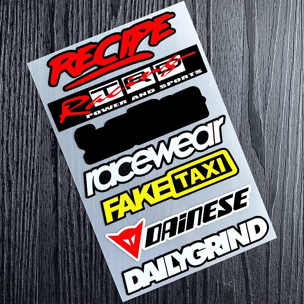 Racing Sponsor Style Decals Kit, Waterproof Reflective Vinyl Stickers for Auto Motorcycle Scooter Helmet Bike DIY Decoration