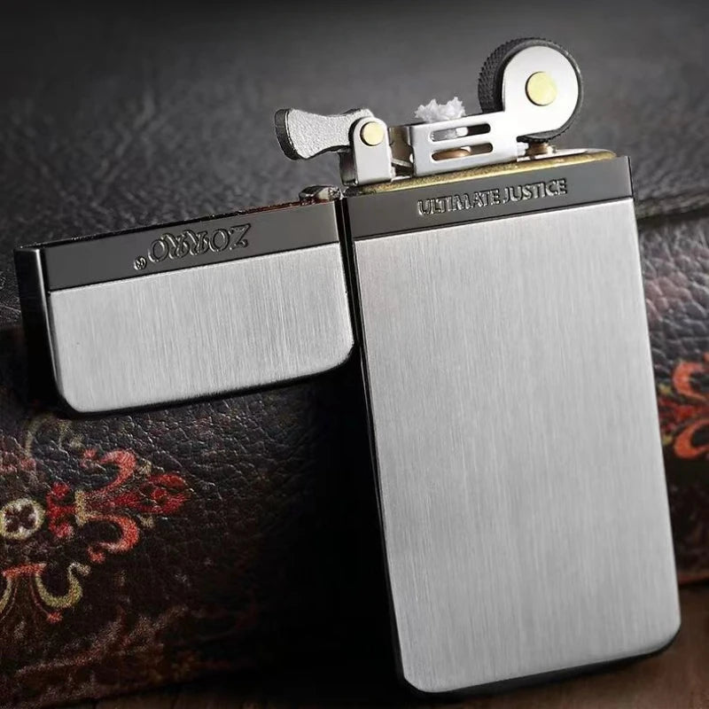 Zorro Ultra-thin Gold Label Bright Chrome Resin Black  Lighter Retro Windproof Men's Gift Good Quality Lighter with Box
