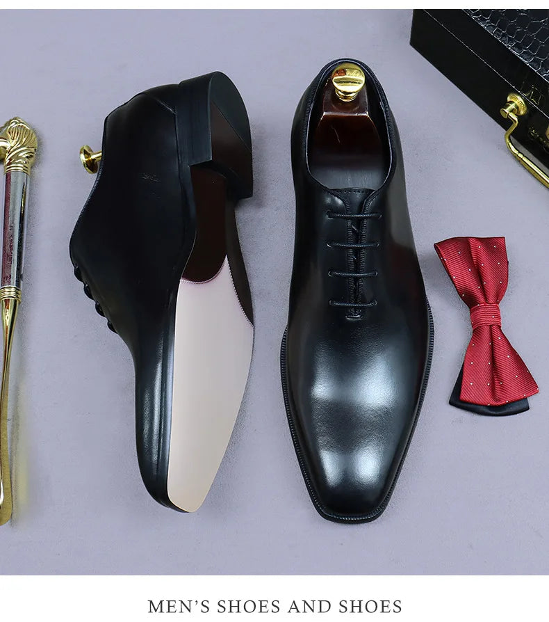 Whole Cut Men's Oxford Shoes Genuine Leather Handmade Quality Comfortable Elegant Black Wedding Social Formal Shoes Man