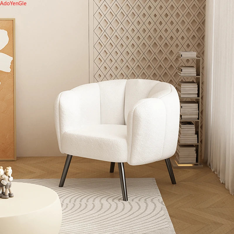 Nordic Lamb wool Single sofa chair relax armchair bubble Design waiting Makeup manicure dressing chair Living room furniture