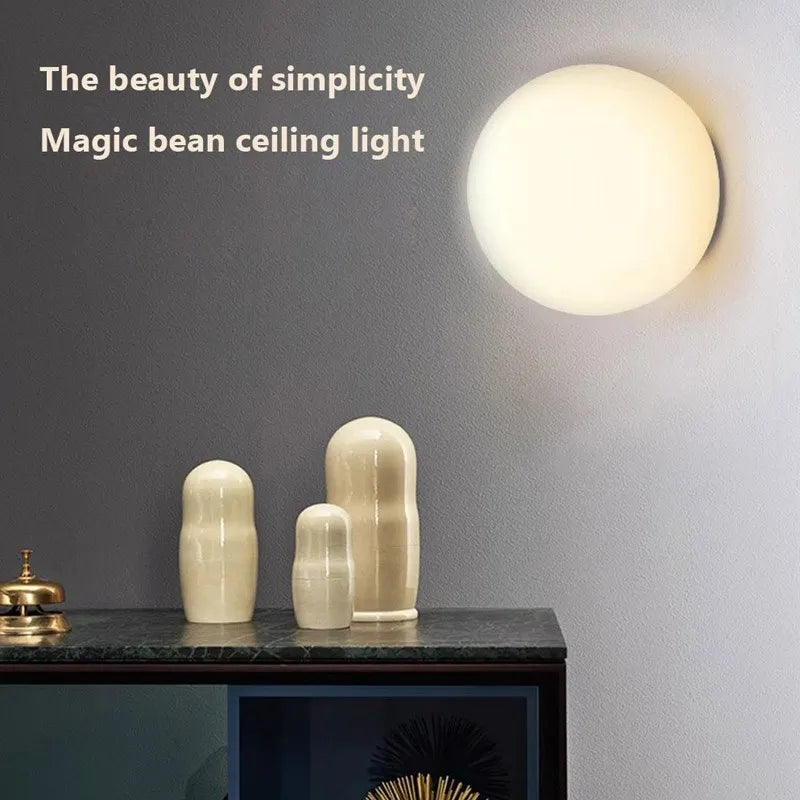Plafonnier LED moderne Boule en verre blanc applique murale Minimaliste salle de bain Balcon Chambre Lumière d'entrée Luminaire Éclairage intérieur