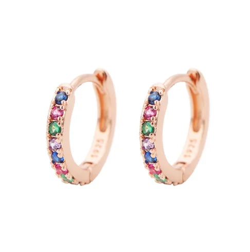 2Pcs Rainbow Little Huggies Stainless Steel Hoop Earrings Girl Tiny Rings Cartilage Small Helix Piercing Tragus Circle Men Hoops