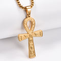Stainless Steel Ancient Egyptian Ankh Cross Pendant Necklace Silver/Gold Color Painted Bird Animal Totem Jewelry Gift