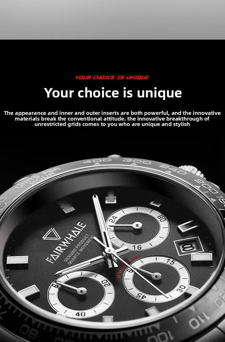 Fashion Men's Sport Quartz Watch | Luminous Chronograph 3-Eye Business Relogio Masculino | Waterproof Casual Wristwatch
