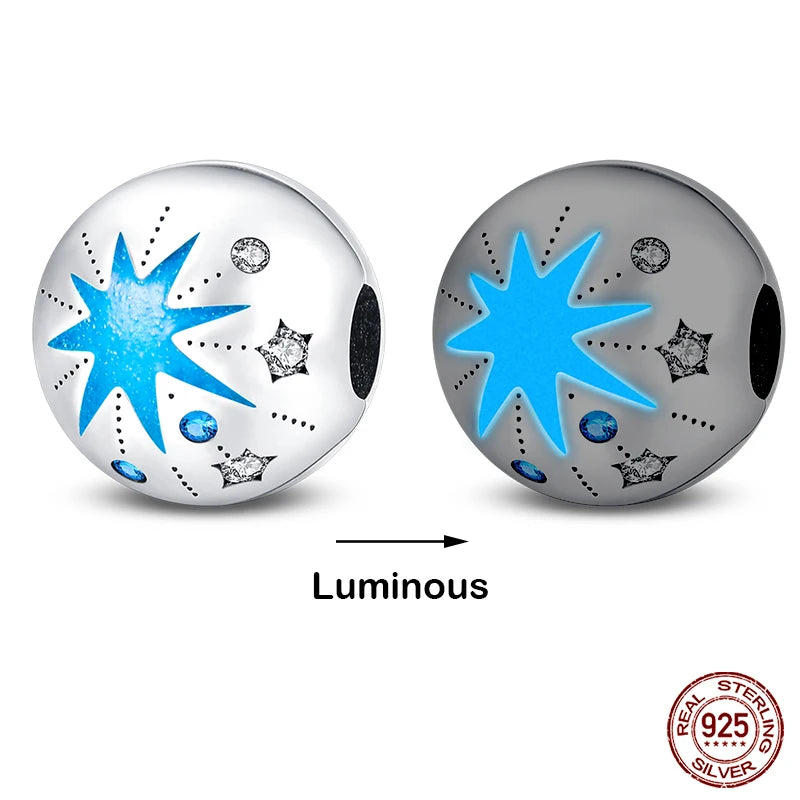 Hot Sale 925 Silver Glow in the dark Firefly Honeybee Star Charms Beads Fit Qikaola 925 Original Bracelets Fine DIY Jewelry Gift