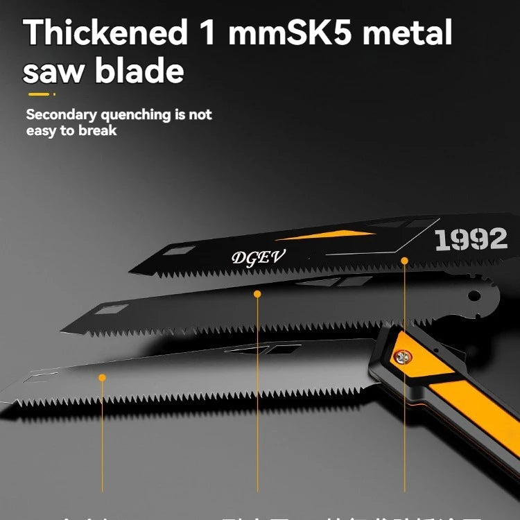 DGEV SK5 steel thickened rust-proof adjustable folding hand saw for woodworking tools, wood cutting, and gardening tools