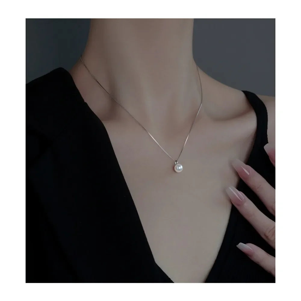 Elegant Style  Imitation Pearl Pendant Necklace Adjustable Clavicle Chain for Women Jewelry Gifts