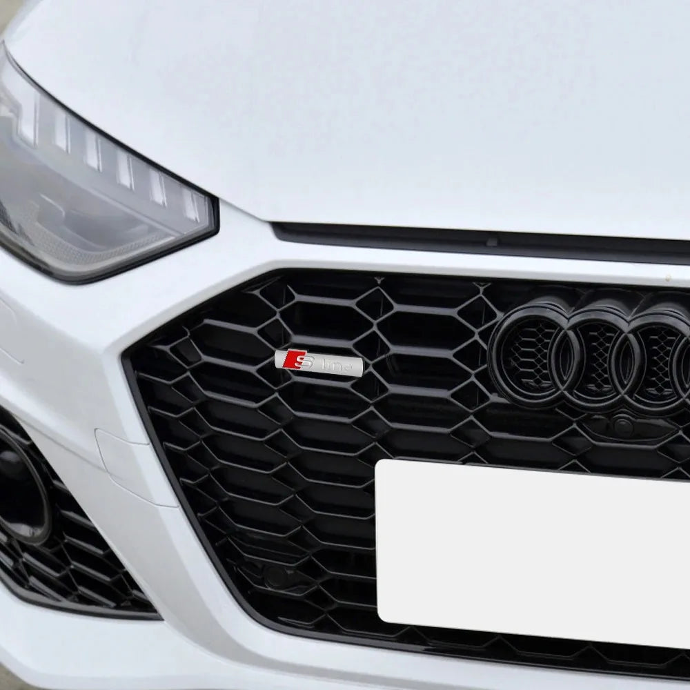 2Pcs 3D Metal S Line Logo Emblem Badge Stickers For Audi A3 A4 A5 A6 Q5 Q3 Q7 TT RS Car Side Fender Trunk Decoration Accessories