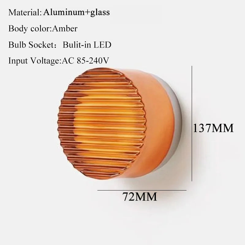 IWHD Round Glass LED Wall Lamp Sconce 4 Colors Bedroom Living Room Waterproof Stair Bathroom Mirror Light Modern Wandlamp